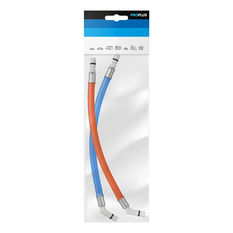 Flexible hose connection 25 cm red + blue 45° tulle in polybag