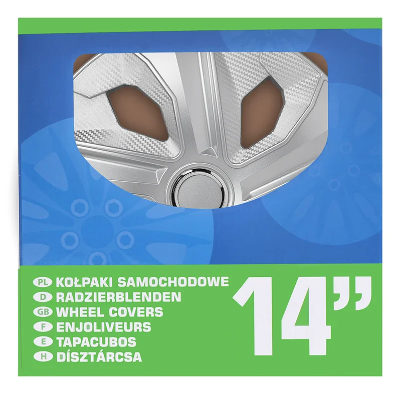 Wheel cover set Moon Ring carbon silver 14 inch 4 pieces in display box