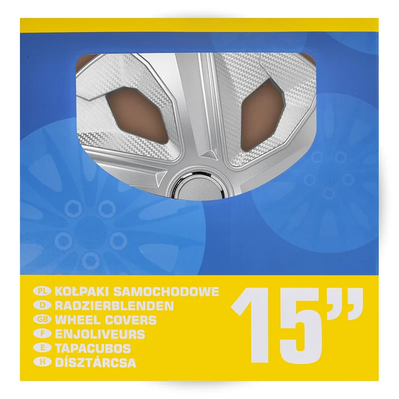 Wheel cover set Moon Ring carbon silver 15 inch 4 pieces in display box