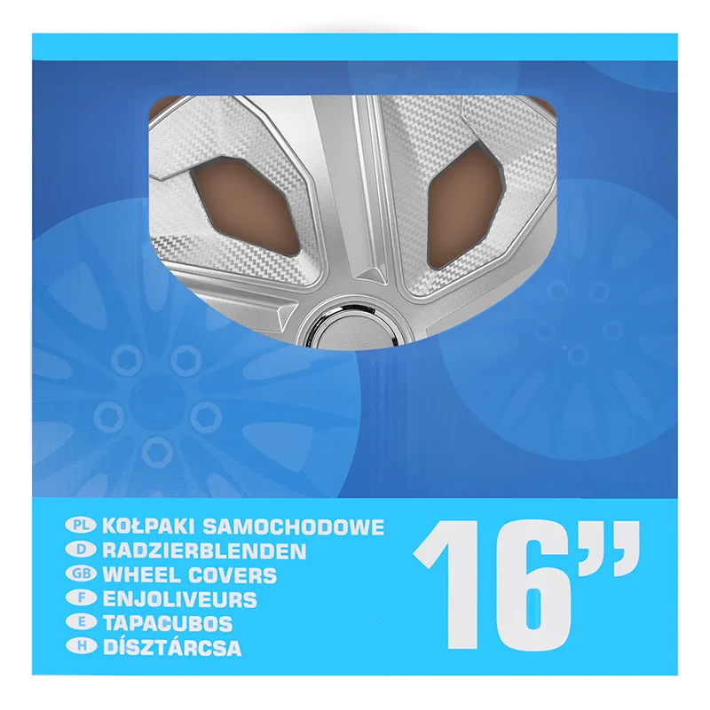 Wheel cover set Moon Ring carbon silver 16 inch 4 pieces in display box