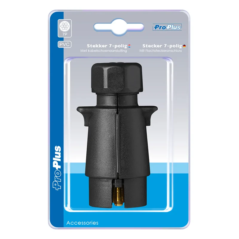 Stekker 7-polig PVC met kabelschoenaansluiting in blister