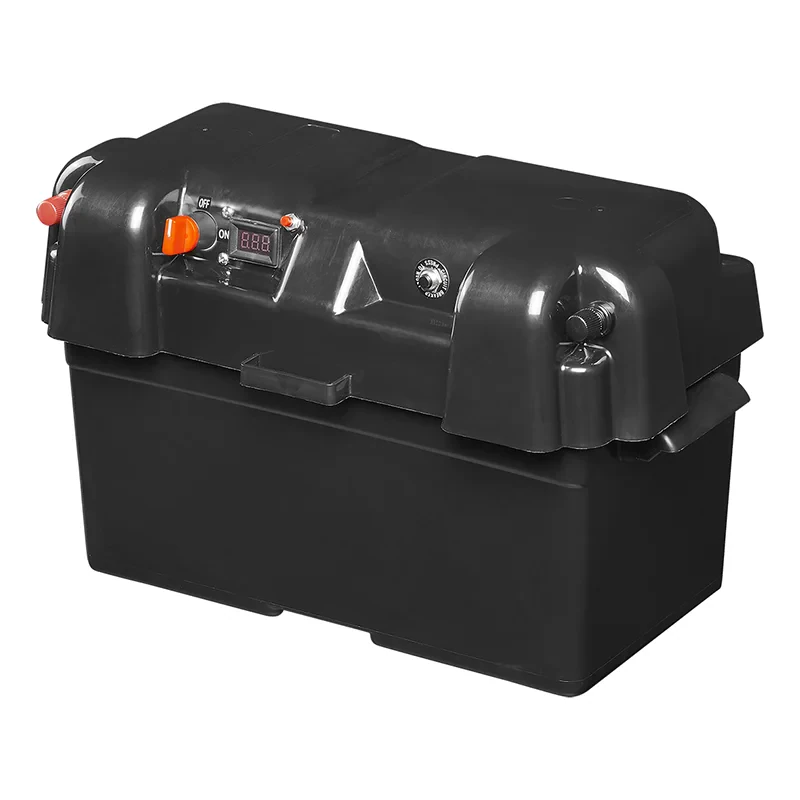 Batteriboks 35x18x20 cm 2x USB - 1x 12V-uttak - Voltmeter