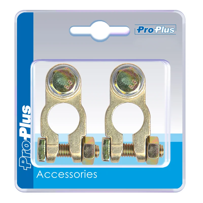 Battery terminal clamp set (+) and (-) with bolt in blister