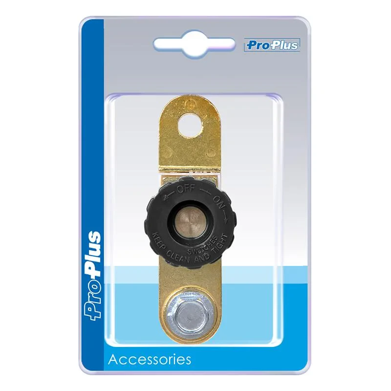 Battery terminal clamp (-) with disconnect switch flat in blister