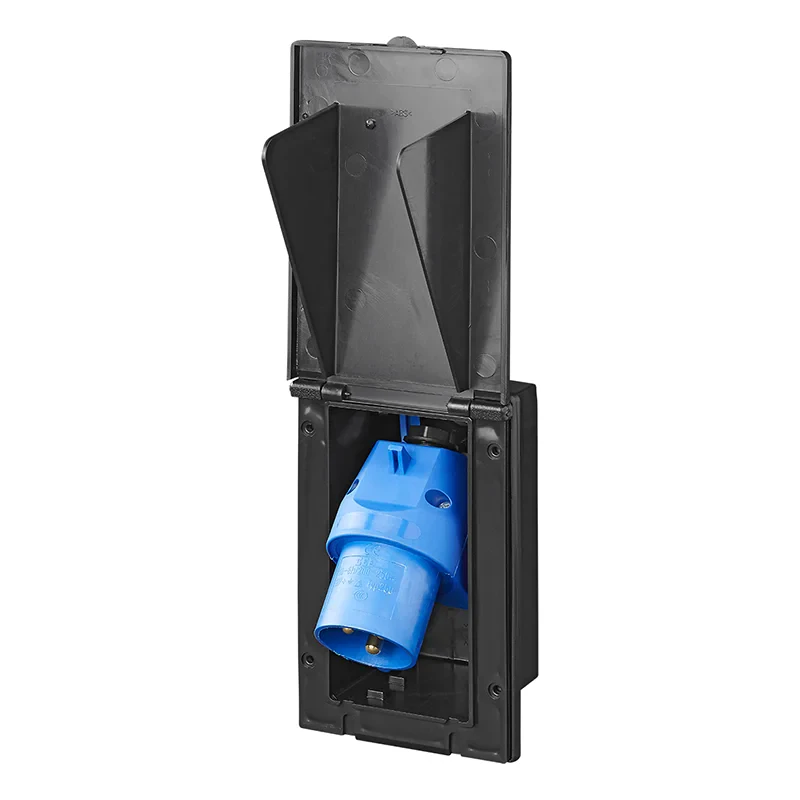 Built-in CEE plug rectangular black