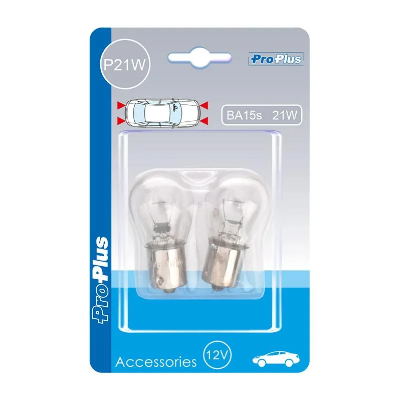 Lampadina auto 12V 21W BA15s 2 pezzi in confezioni blister
