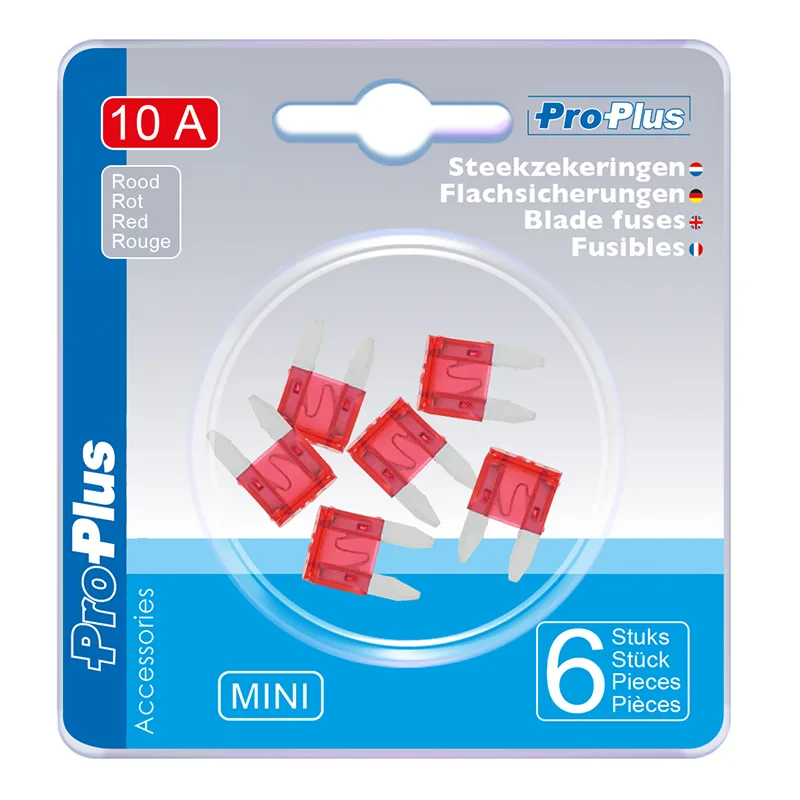 Steekzekeringen mini 10A rood 6 stuks in blister