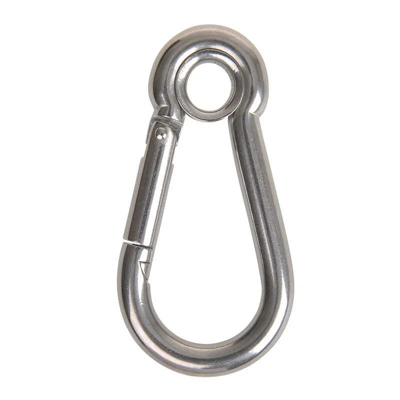 Gancio carabina con occhiello 100x10mm, A4 RVS AISI 316, 1.150 daN