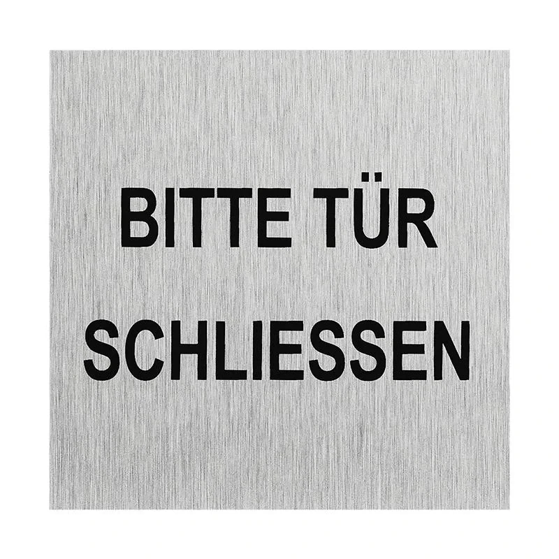 Segno porta alluminio " Bitte Tür schliessen " 60x60mm