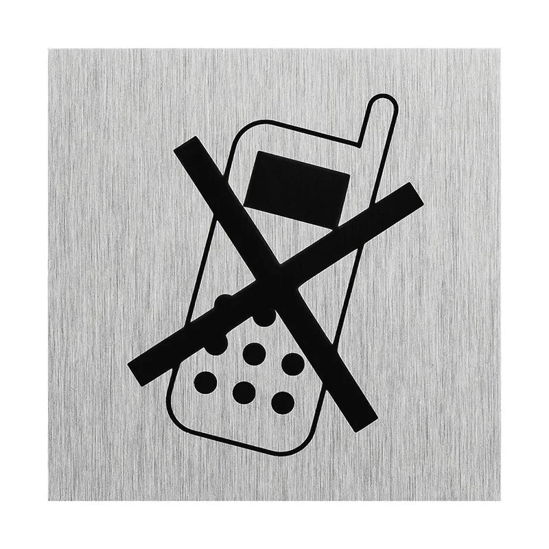 Aluminium dörrskylt " Piktogram slå av mobil " 60x60mm