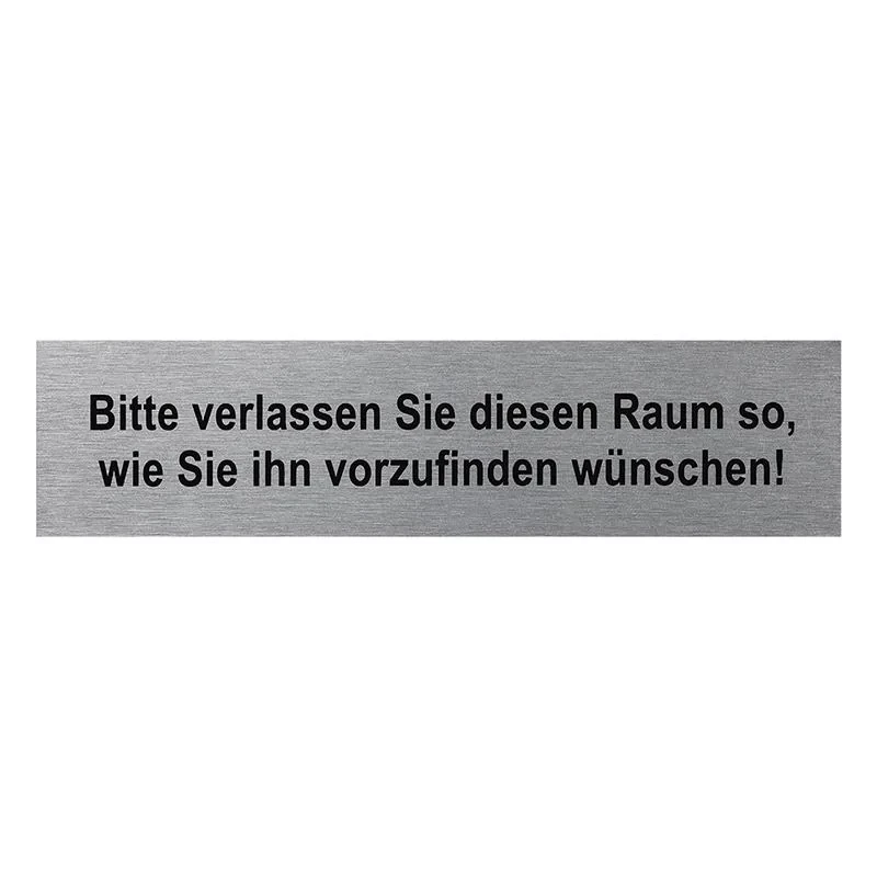 Aluminium dörrskylt " Bitte verlassen Sie diesen Raum " 160x40mm