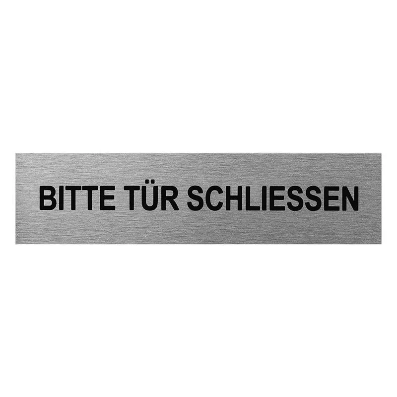 Aluminium dörrskylt " Bitte Tür schliessen " 160x40mm