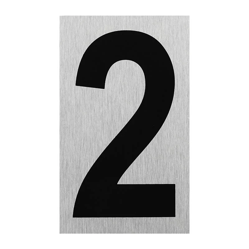 Aluminium dørskilt " 2 " 100x60mm