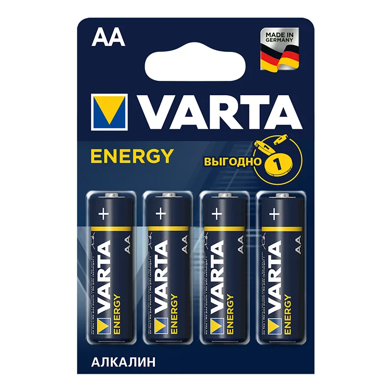 Pilas alcalinas Varta Energy AA, 4 unidades en blíster