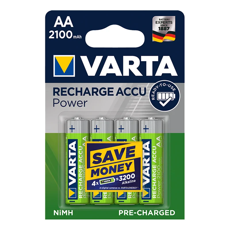 Batterie ricaricabili Accu Power Varta AA 2100 mAh 4 pezzi in blister