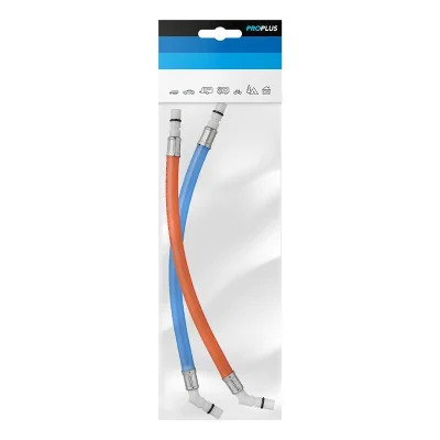151209V03S - Flexible hose connection 25 cm red + blue 45° tulle in polybag