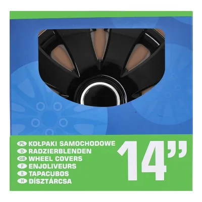 310848S - Copricerchi set Aura Ring nero 14 pollici 4 pezzi in scatola di presentazione
