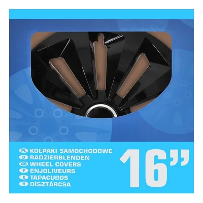 310860S - 16 tommers Fox Ring Hjulkapsler svart Sett med 4 stykker i skjerm boks