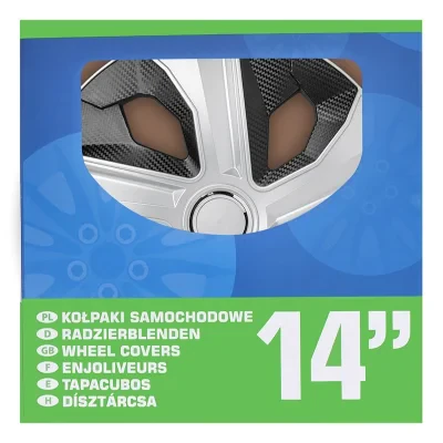 310884S - Wieldoppenset Moon Ring carbon zilver/zwart 14 inch 4 stuks in displaydoos