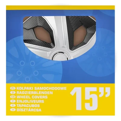 310884V01S - Wieldoppenset Moon Ring carbon zilver/zwart 15 inch 4 stuks in displaydoos