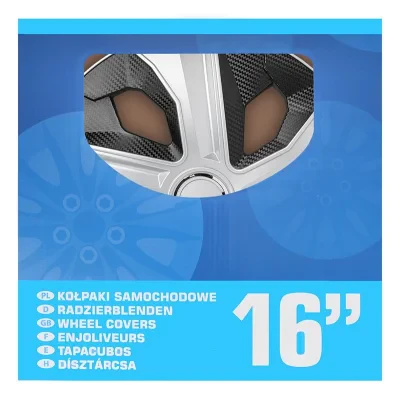 310884V02S - Wieldoppenset Moon Ring carbon zilver/zwart 16 inch 4 stuks in displaydoos