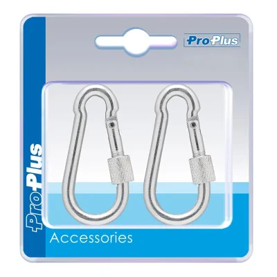 342362S - Carabine hook metal 6x60mm with screw lock 2 pieces in blister