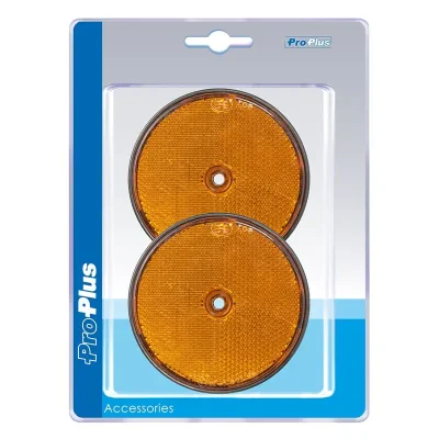343764S - Reflector amber 80mm screw-on 2 pieces in blister