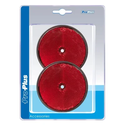 343766S - Catarifrangente rossa 80mm a vite 2 pezzi in confezioni blister