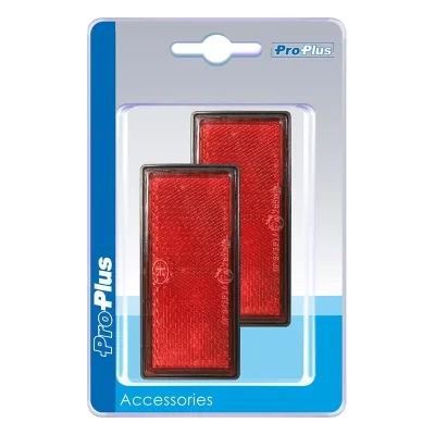 343772S - Reflector rojo autoadhesivo de 85x39mm con placa de base, 2 piezas en envase