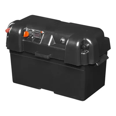 346984V02 - Batteriboks 35x18x20 cm 2x USB - 1x 12V-uttak - Voltmeter