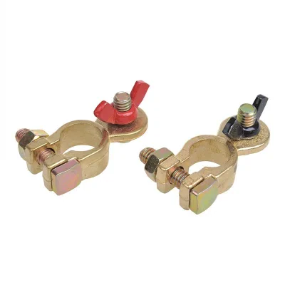 347012 - Battery terminal clamp set (+) and (-) with butterfly nut red/black
