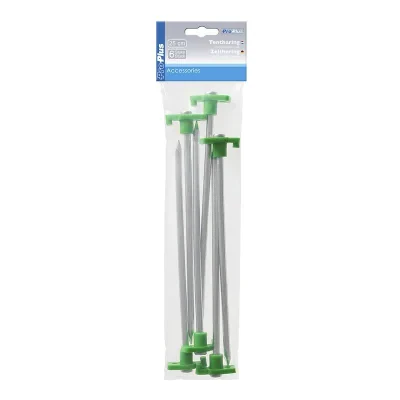 364675S - Teltplugg med plastkrok 25cm 6 stk i poly pose