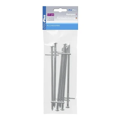 364694S - Tältpinne Tarzan 17cm metall med svetsad tvärpinne 6 stycken i polypåse