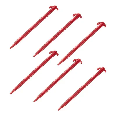 364826 - Picchetto tenda 30 cm in plastica, 6 pezzi in sacchetto di plastica