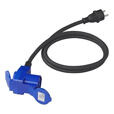373528DE - Adapter cable 150cm 3x2.5mm² from Schuko plug to CEE angled connector + Schuko socket