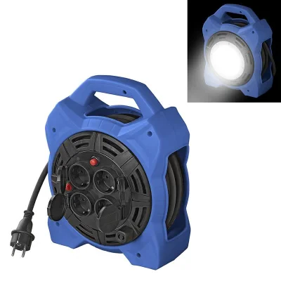 373838 - Kabelrulle Schuko 4-vägs 15m 3x1,5mm² med LED-belysning