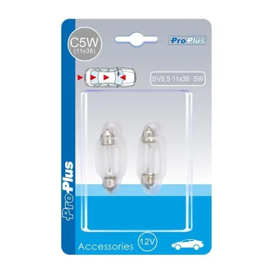 410558S - Autolamp 12V 5W SV8,5 11x38 2 stuks in blister