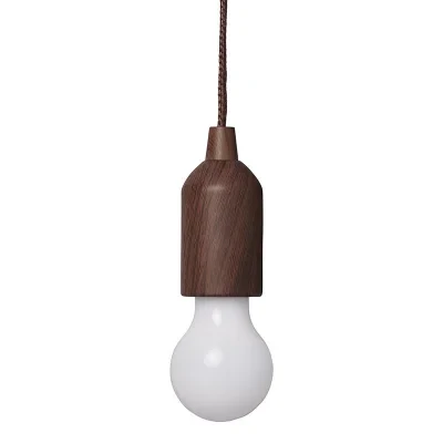 440317 - Retrolampe Holzmotiv mit Kordel 90cm