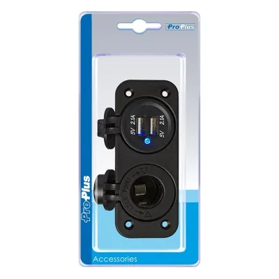 450460S - Flush mount kit: socket DIN + USB-port double type A 2x2100mA in blister