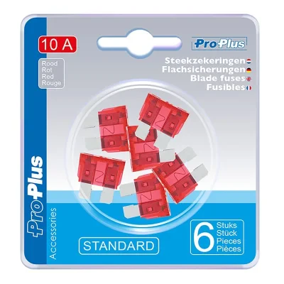 490337 - Blad sikringer standard 10A rød 6 stykker i bisterpakning