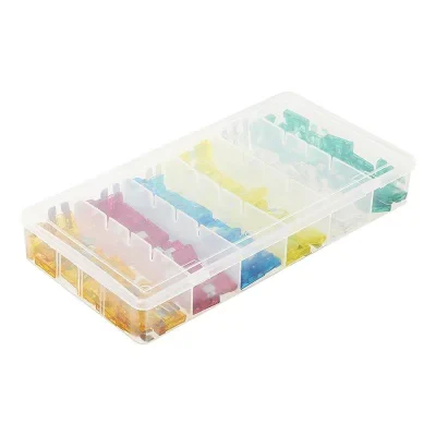 490350 - Bezpieczniki typu łopatkowego standardowe mieszane 120 szt. w plastikowym pudełku