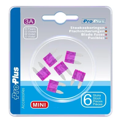 490362 - Steekzekeringen mini 3A paars 6 stuks in blister