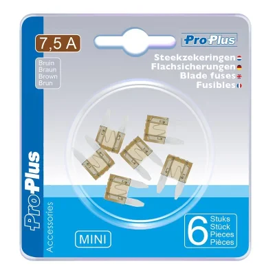 490364 - Steekzekeringen mini 7,5A bruin 6 stuks in blister