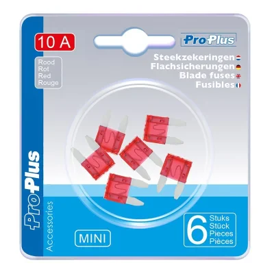 490365 - Steekzekeringen mini 10A rood 6 stuks in blister