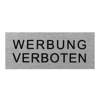 SF_972061 - Aluminium dørskilt " Werbung verboten " 60x25mm
