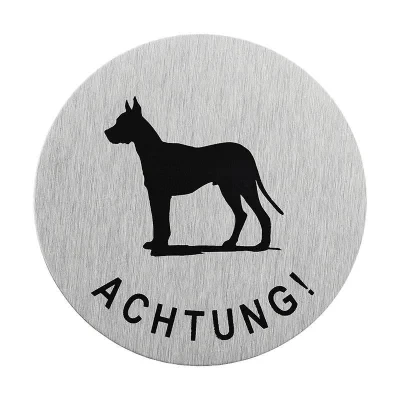 SF_972128 - Aluminium Türschild " Achtung Hund " Ø75mm